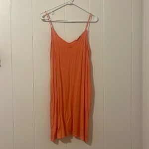 Nation LTO orange leopard print tank v neck dress